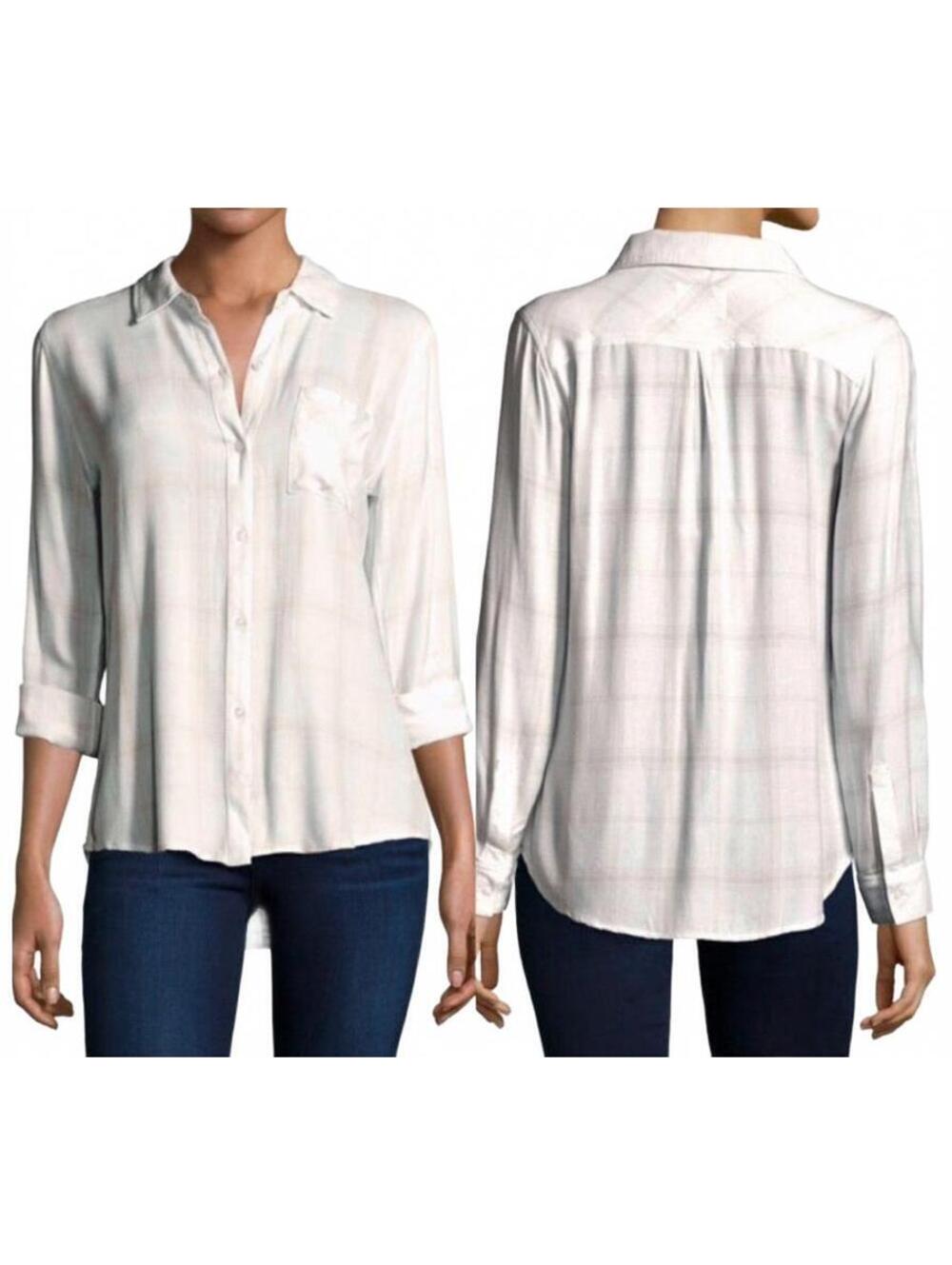 Rails Pink Hunter Plaid ShirtโWhite Rose Long Sleeve Relaxed Button Up Shirt M